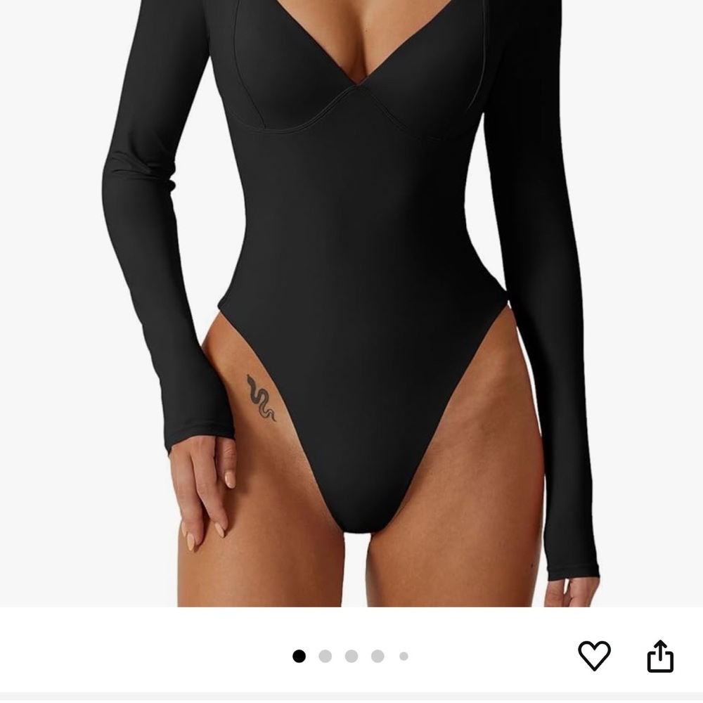 Quince Black Asymmetrical Cut Out Bodysuit